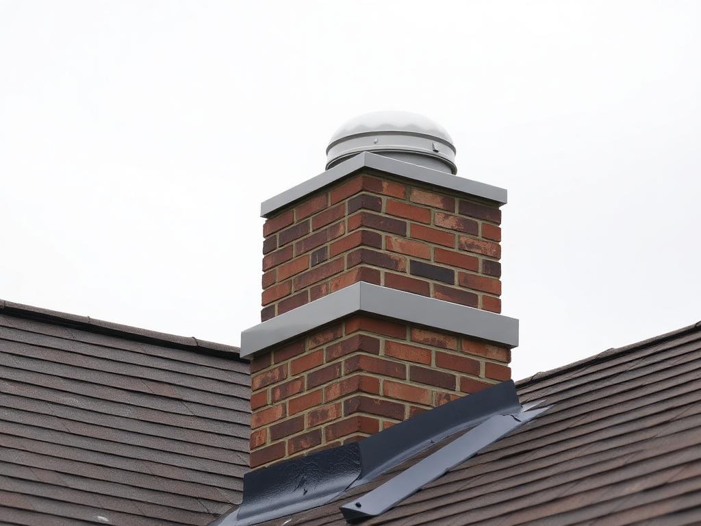 Repointed brick chimney with new crown, cap, and flashing
